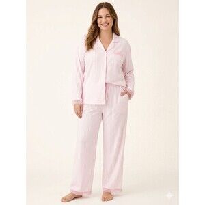 State of Day Womens Collared Knit Pajama S Pink Stripe XXL